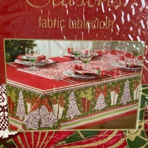 Beautiful Seasons Christmas Tablecloth New Oblong 60”X102”